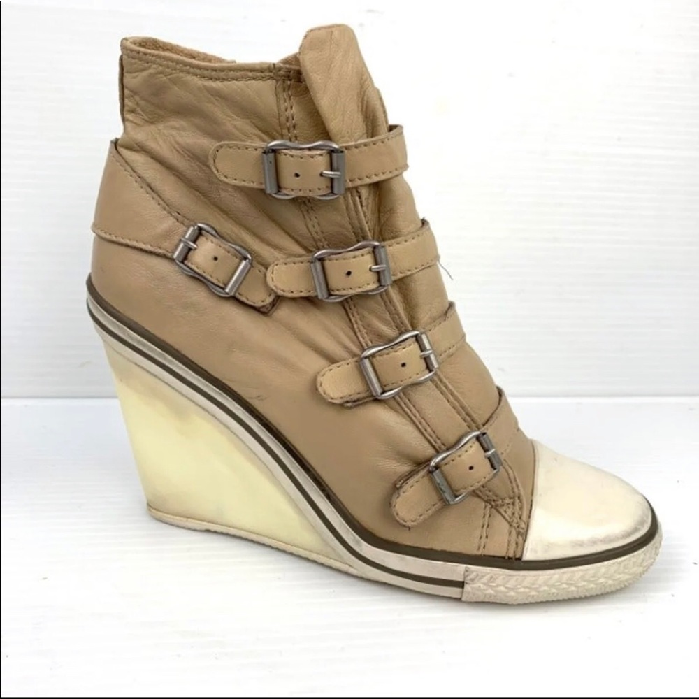 Ash Leather Wedge Sneakers